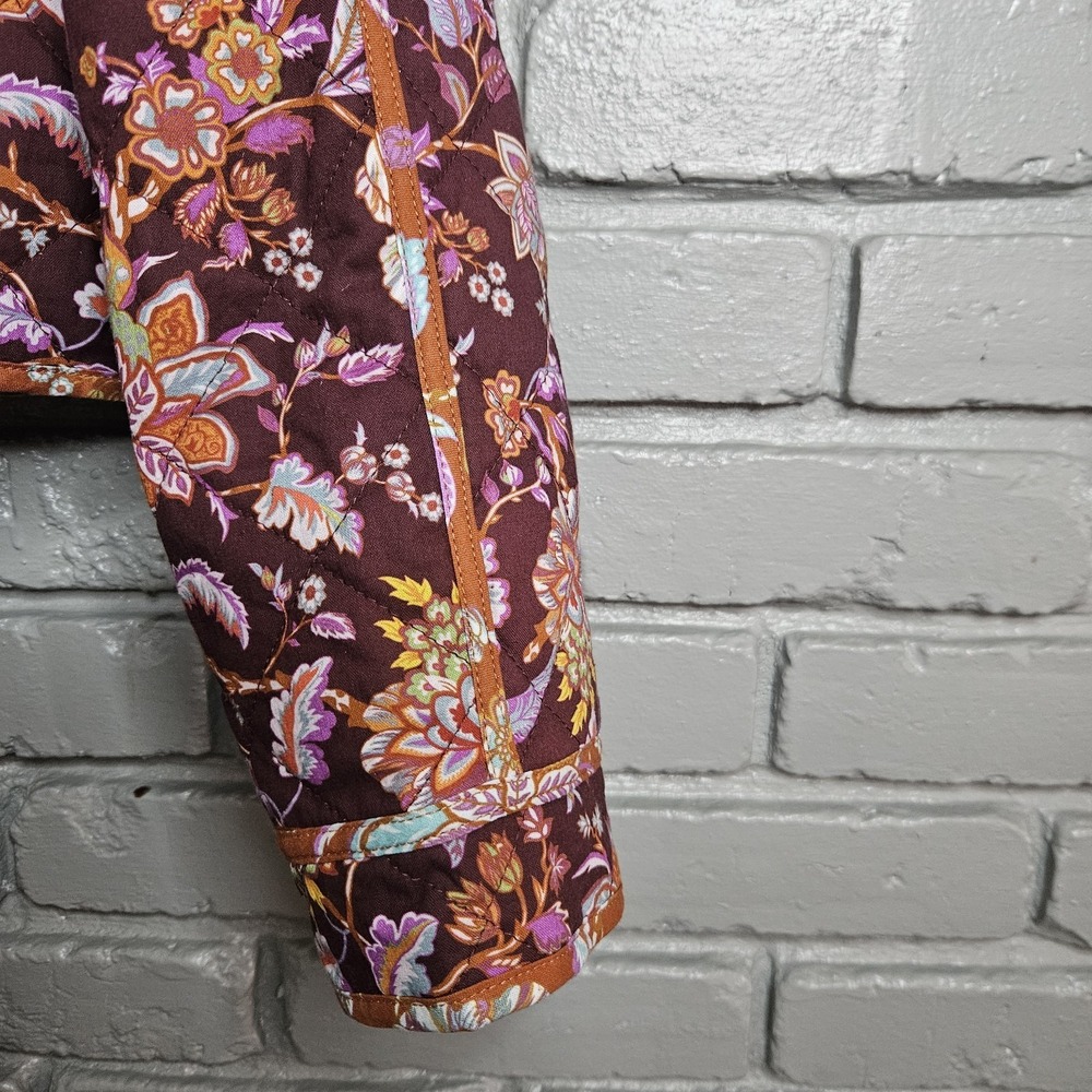 7 For All Mankind Women Cropped Quilted Floral Barn Jacket Chore Coat L Red NWT - Picture 8 of 16